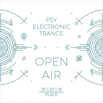 Modern thin line open air poster illustration. Outline cosmic banner. Simple Stock Illustration