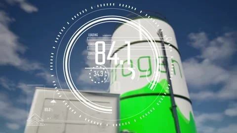Modern three dimensional animation of green energy hydrogen station Video stock 321305142
