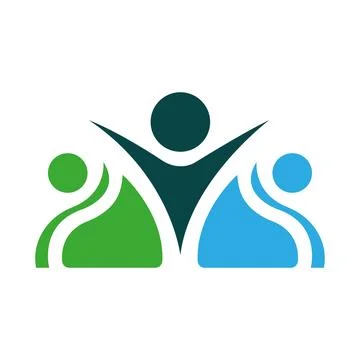 Modern three Man and tree Developmental disability care logo vector design Stock Illustration