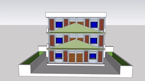 Modern Three Store Building 스톡 동영상 345338027
