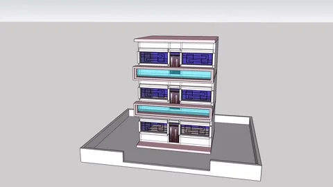 Modern Three Store Building Vídeos de archivo 345974011