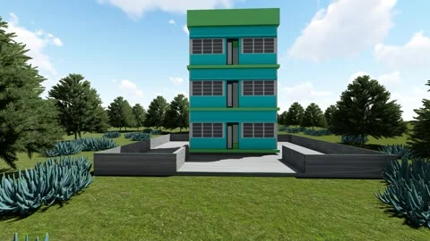Modern Three storried building Video stock 342932734