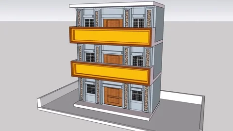 Modern Three Storried Building 動画素材 345338194