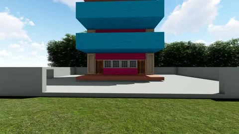 Modern Three Storried Building in Forest Video stock 344806686