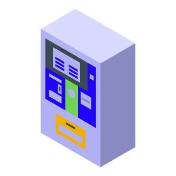 Modern ticket vending machine displaying payment information in public tran.. Stock Illustration