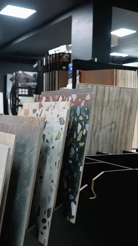 Modern Tile and Sanitary Ware Showroom with Stylish Designs Stock-Footage 295967552
