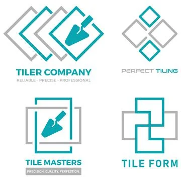 Modern Tiling Logo Set with Geometric Tiles Ilustração Stock