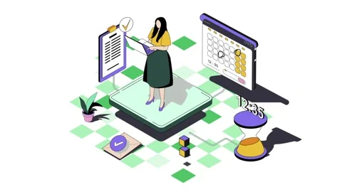 Modern Time Management Concept with Calendar and Checklist. Stock Footage 318345928