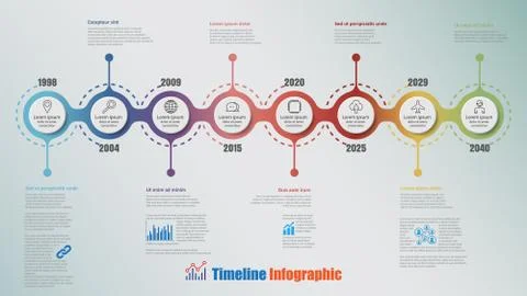 Modern Timeline Infographic with 8 steps circle, Vector Illustration Stock Illustration