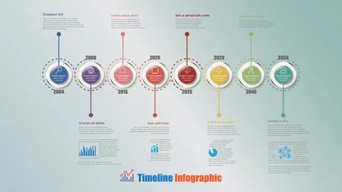 Modern Timeline Infographic with 8 steps circle, Vector Illustration Illustrazione stock