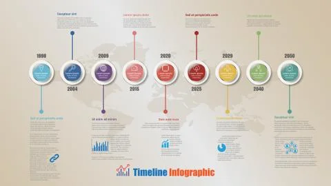 Modern Timeline Infographic with 9 steps circle, Vector Illustration Stock Illustration
