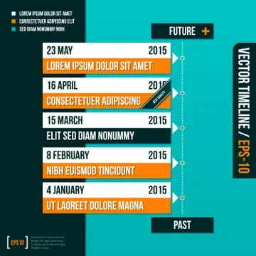 Modern timeline on turquoise background. Stock Illustration