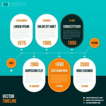 Modern timeline on turquoise background. Stock Illustration