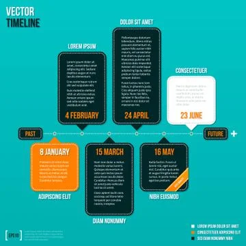 Modern timeline on turquoise background. Stock Illustration