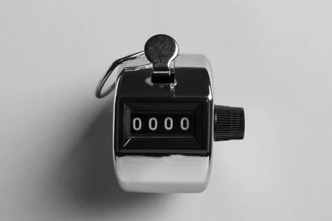Modern timer on light grey background, top view Stock Photos
