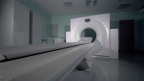 Modern tomographic equipment. An empty MRI, CT, PET scanner. Video stock 95169513
