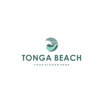 Modern TONGA BEACH quotation mark logo design Stock Illustration