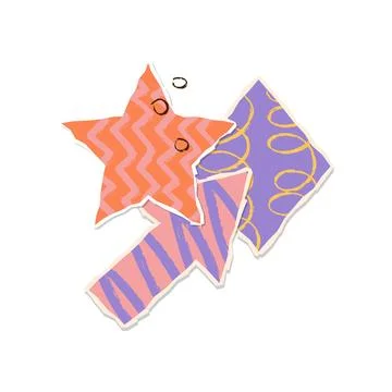 Modern torn paper composition with star and arrow. Trendy paper collage with 스톡 일러스트