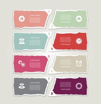 Modern torn paper for infographics. Vector infographics background Illustrazione stock