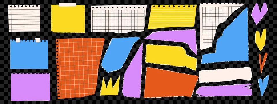 Modern torn paper set. Design elements for contemporary art collage. Vector.. Stock Illustration