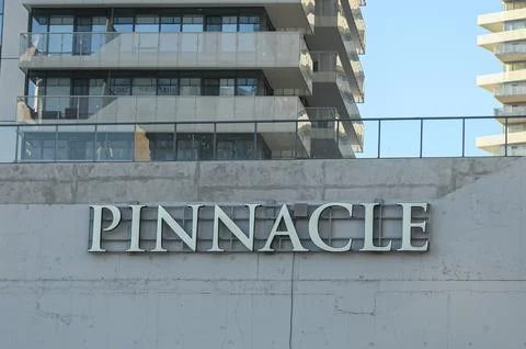 Modern Toronto building facade featuring the Pinnacle sign Stock Photos