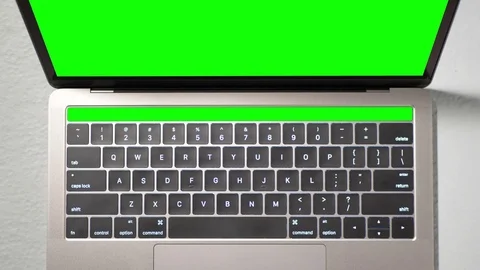 Modern Touch Screen Laptop Touchbar, Green Screen Chroma Key Computer Technology Stock Footage 85000850