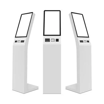 Modern Touch Screen Payment Terminal, Digital Kiosk, Front and Side View Stock Illustration