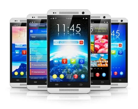 Modern touchscreen smartphones Illustrazione stock