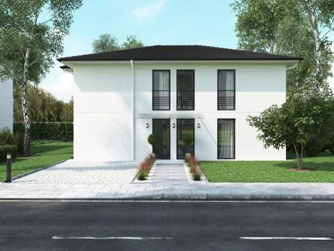 Modern townhouse. 3d rendering Stock Illustration