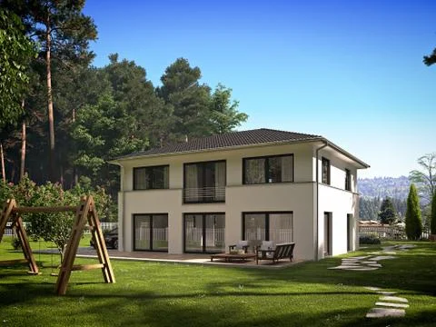 Modern townhouse. 3d rendering Stock Illustration
