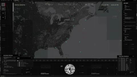 Modern tracking software following the target aircraft using a satellite camera Stock Footage 202086072