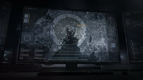 Modern Tracking System. Precise Coordinates And Data. Target Pursuit In Dalian. Video stock 155872395