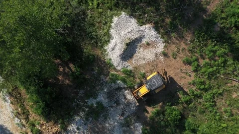 A modern tractor on a construction site from the air. Stock Footage 223754945
