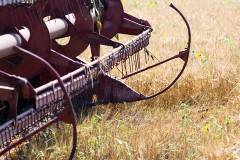 Modern tractor in the field with complex for the plowing. The concept of work in Stock Photos