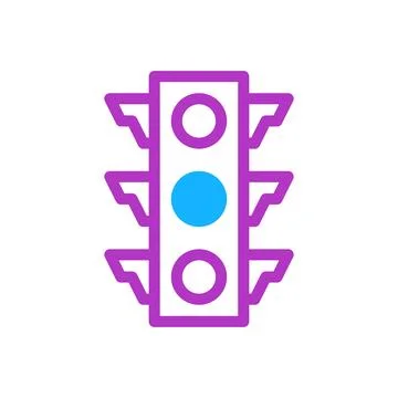Modern Traffic Light Icon with Blue Light On Stock Illustration