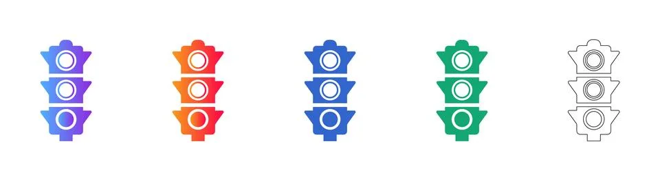 Modern Traffic Light Icon Set for Navigation Stock Illustration