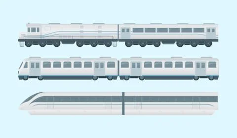 Modern train collection with 3 models option - vector Stock Illustration