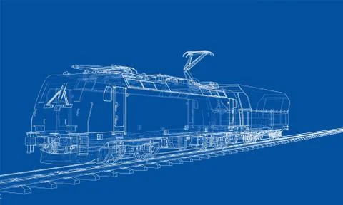 Modern train concept. Vector Illustrazione stock