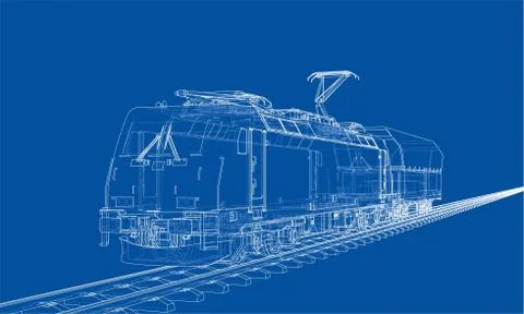Modern train concept. Vector Stock Illustration