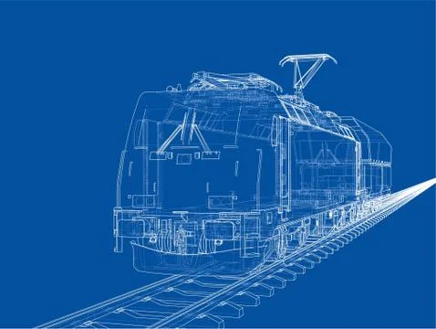 Modern train concept. Vector Stock Illustration
