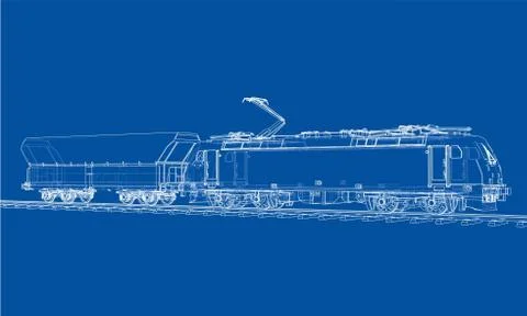 Modern train concept. Vector Illustrazione stock