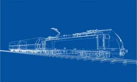 Modern train concept. Vector Stock Illustration