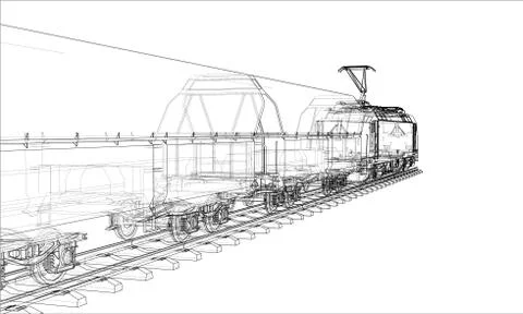 Modern train concept. Vector Stock Illustration