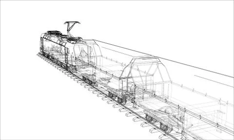 Modern train concept. Vector Stock Illustration