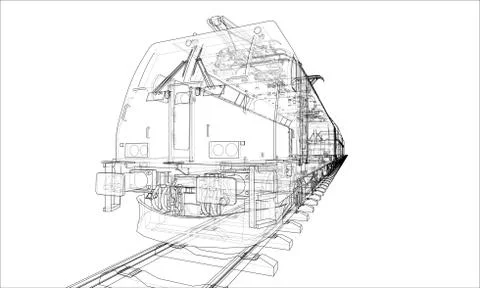 Modern train concept. Vector Stock Illustration