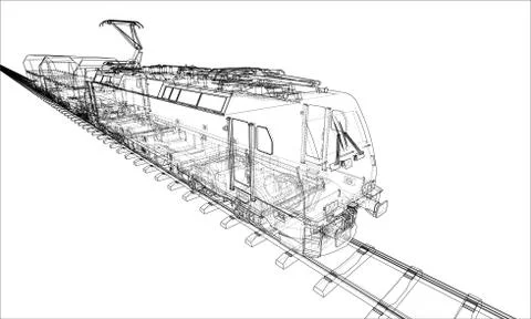 Modern train concept. Vector Illustrazione stock