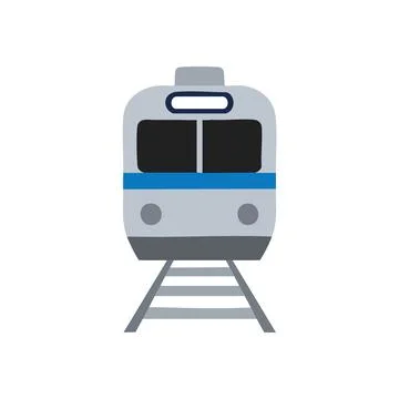(Modern Train Journey Icon. A simple digital graphic of a grey locomotive o.. Illustrazione stock
