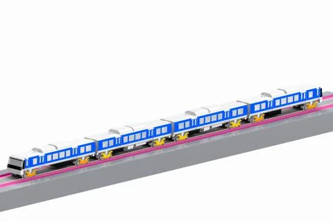 Modern train model 3D the white background. Stock Illustration