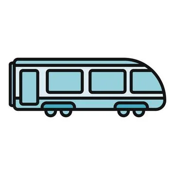 Modern train public transport vector line icon outline Stockillustratie