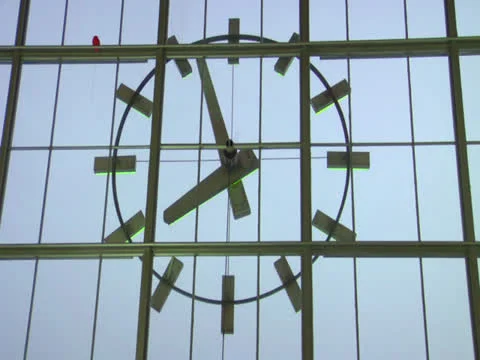 Modern Train Railroad Terminal Clock at 8AM  Stock Footage 22735289